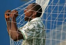 Rashidi Yekini's jubilation after scoring in USA '94 World Cup