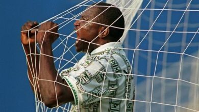 Rashidi Yekini's jubilation after scoring in USA '94 World Cup