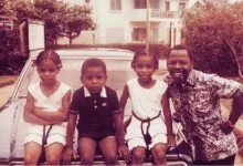 Ken Saro-Wiwa and children L-R Zina, Tedum and Noo 1982 Port Harcourt - Source: Noo Saro-Wiwa