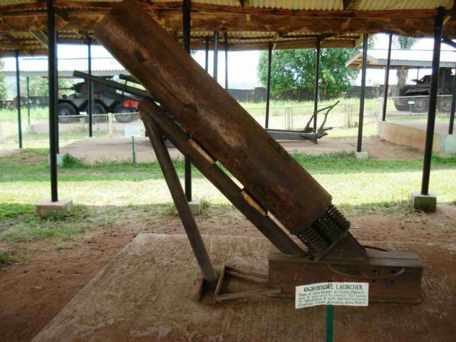 Ogbunigwe rocket as seen in Umuahia War Museum